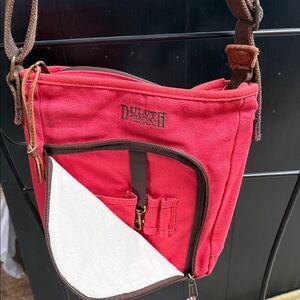 Duluth Trading Co Red and White Crossbody Bag